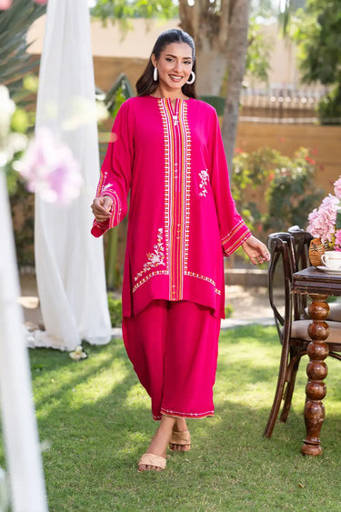 2 Piece - Embroidered Linen Suit