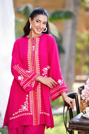 2 Piece - Embroidered Linen Suit