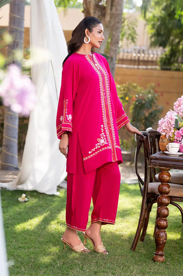 2 Piece - Embroidered Linen Suit