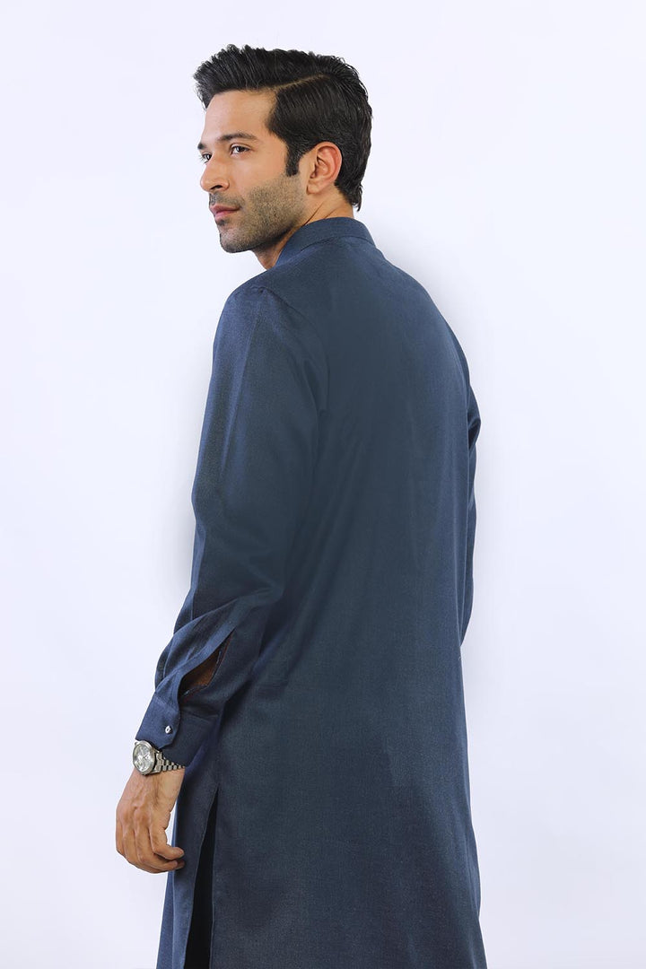 Deep Blue Woolen Fabric Shalwar Kameez - Prime Point Store