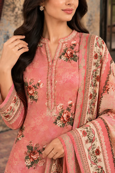 3 Piece - Printed Khaddar Suit