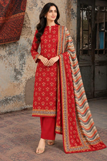 3 Piece - Printed Khaddar Suit