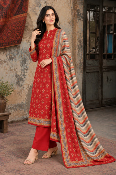 3 Piece - Printed Khaddar Suit