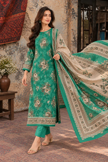 3 Piece - Printed Khaddar Suit