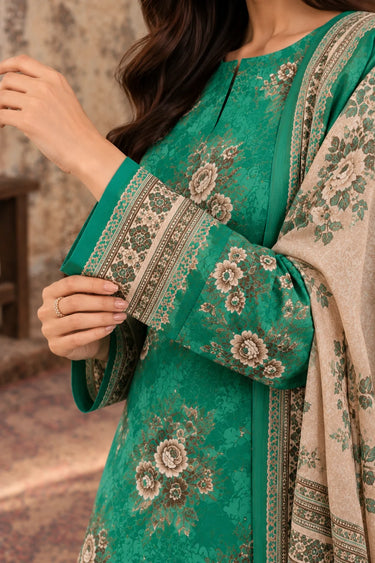 3 Piece - Printed Khaddar Suit