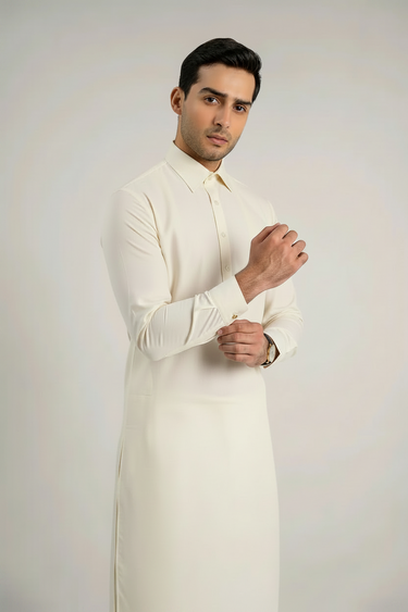 Men's Blended Kameez Shalwar – OFF WHITE