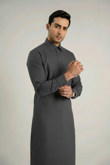 MEN'S BLENDED KAMEEZ SHALWAR – GREY