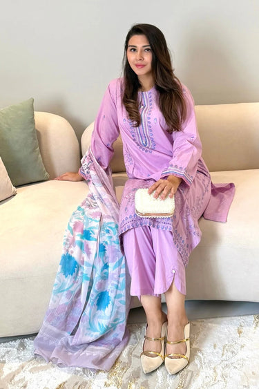 3 PIECE - EMBROIDERED CAMBRIC SUIT