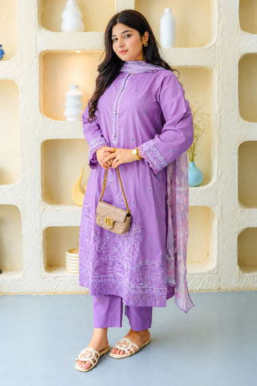 3 PIECE - EMBROIDERED CAMBRIC SUIT