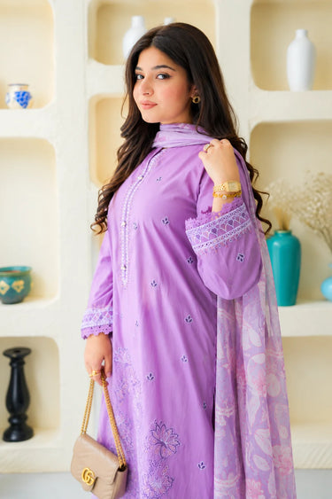 3 PIECE - EMBROIDERED CAMBRIC SUIT