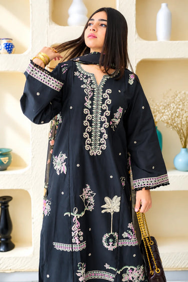 3 PIECE - EMBROIDERED CAMBRIC SUIT