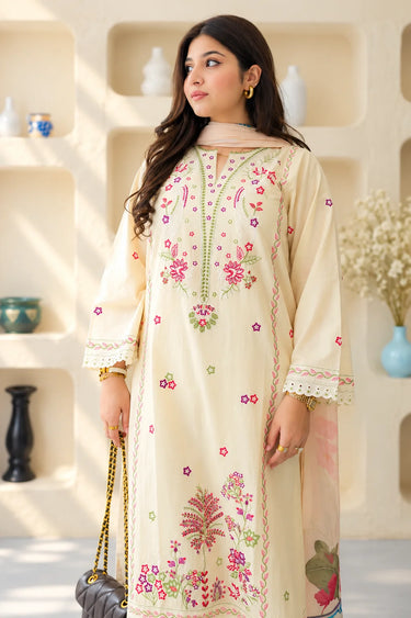3 PIECE - EMBROIDERED CAMBRIC SUIT