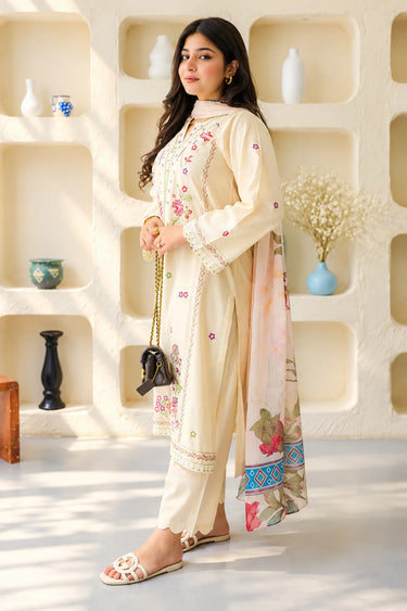 3 PIECE - EMBROIDERED CAMBRIC SUIT