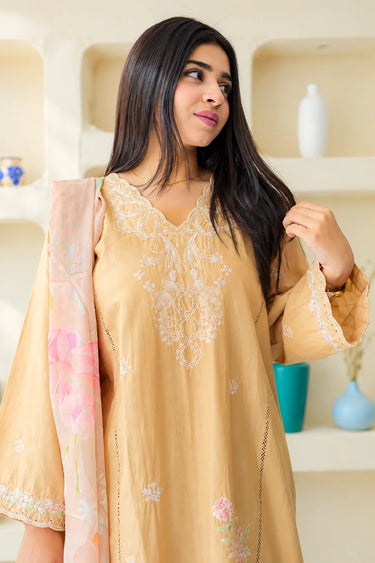 3 PIECE - EMBROIDERED CAMBRIC SUIT
