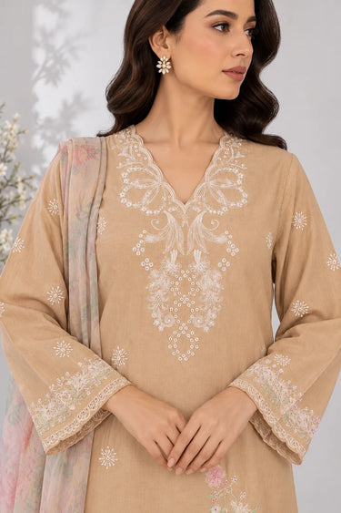 3 PIECE - EMBROIDERED CAMBRIC SUIT