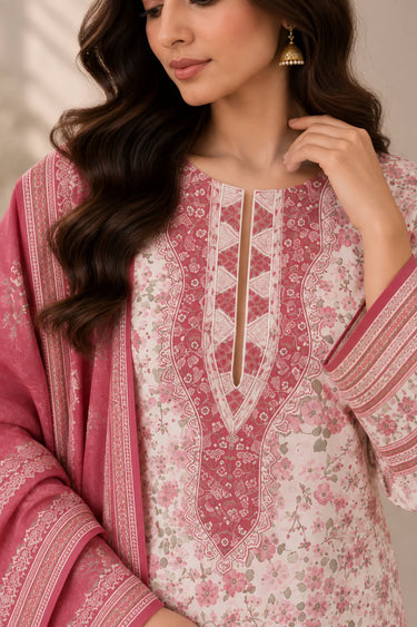 3 PIECE - EMBROIDERED CAMBRIC SUIT