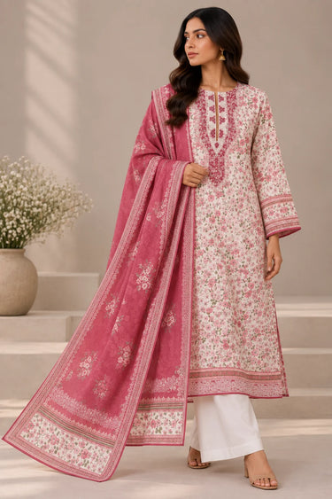 3 PIECE - EMBROIDERED CAMBRIC SUIT