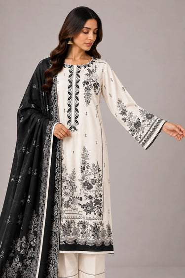 3 PIECE - EMBROIDERED CAMBRIC SUIT