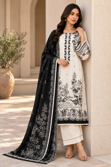 3 PIECE - EMBROIDERED CAMBRIC SUIT