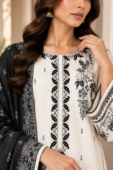 3 PIECE - EMBROIDERED CAMBRIC SUIT
