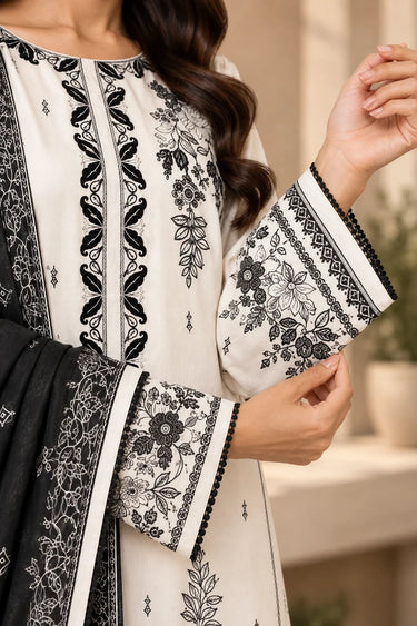 3 PIECE - EMBROIDERED CAMBRIC SUIT