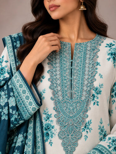 3 PIECE - EMBROIDERED CAMBRIC SUIT