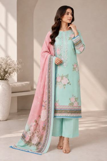 3 PIECE - EMBROIDERED CAMBRIC SUIT