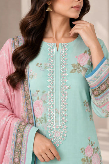 3 PIECE - EMBROIDERED CAMBRIC SUIT