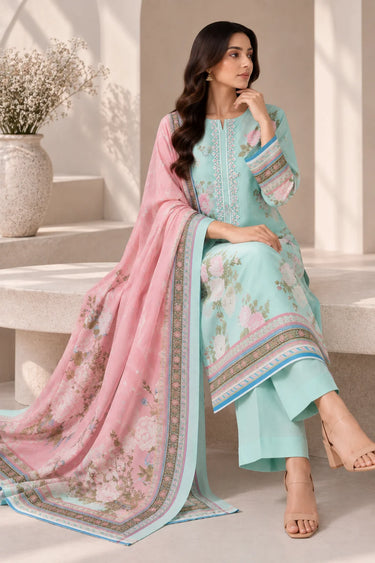 3 PIECE - EMBROIDERED CAMBRIC SUIT