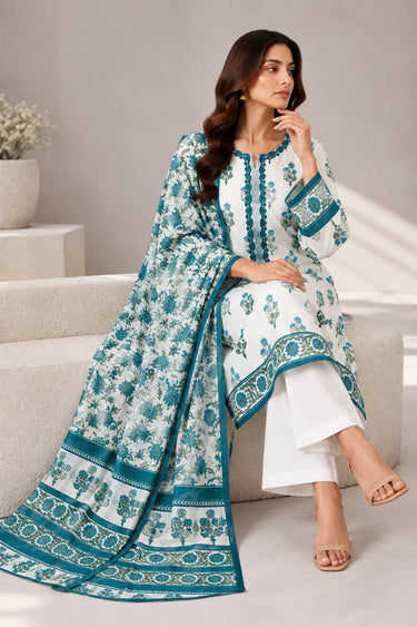 3 PIECE - EMBROIDERED CAMBRIC SUIT