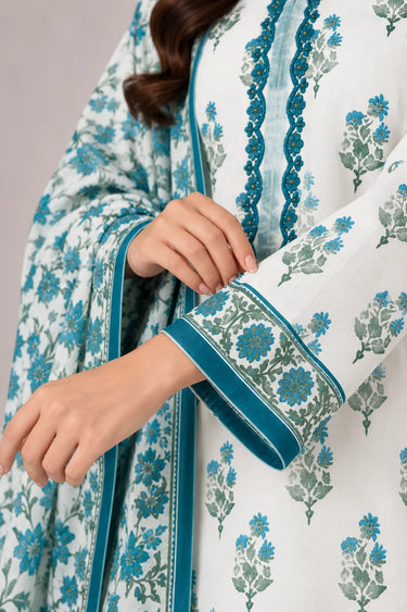 3 PIECE - EMBROIDERED CAMBRIC SUIT