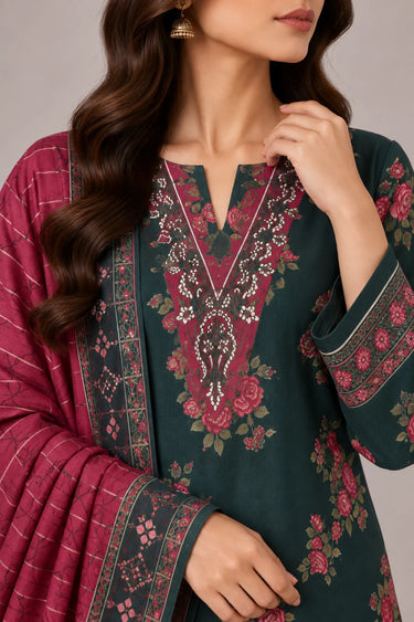 3 PIECE - EMBROIDERED CAMBRIC SUIT