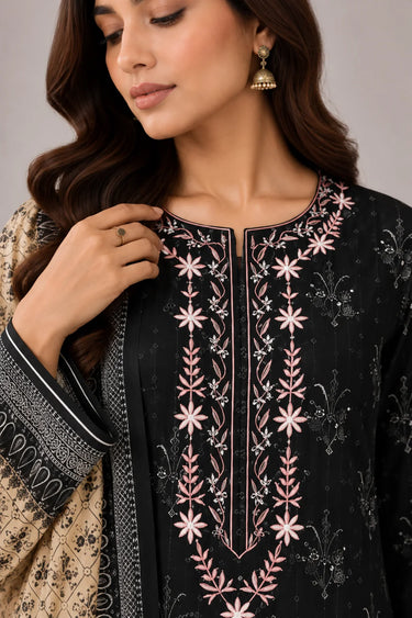 3 PIECE - EMBROIDERED CAMBRIC SUIT