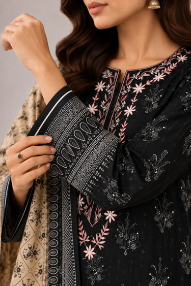 3 PIECE - EMBROIDERED CAMBRIC SUIT