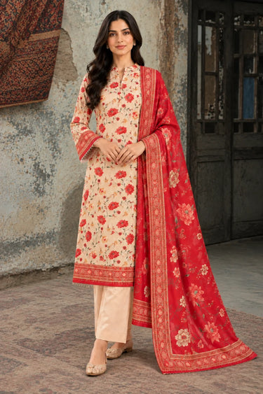3 Piece - Printed Khaddar Suit