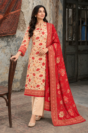 3 Piece - Printed Khaddar Suit