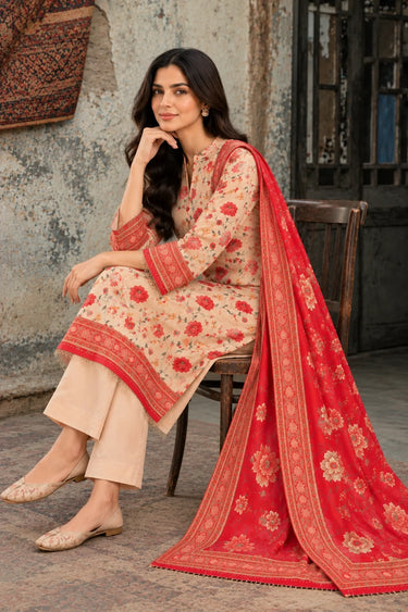 3 Piece - Printed Khaddar Suit