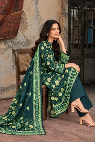 3 Piece - Printed Khaddar Suit