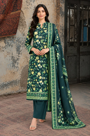 3 Piece - Printed Khaddar Suit