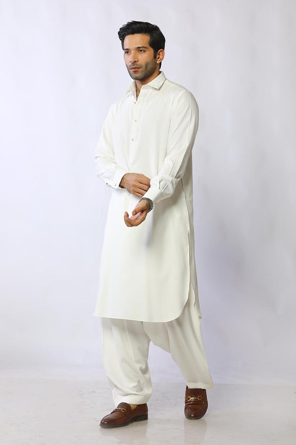 Off White Texture Wash & Wear Shalwar Kameez - Prime Point Store