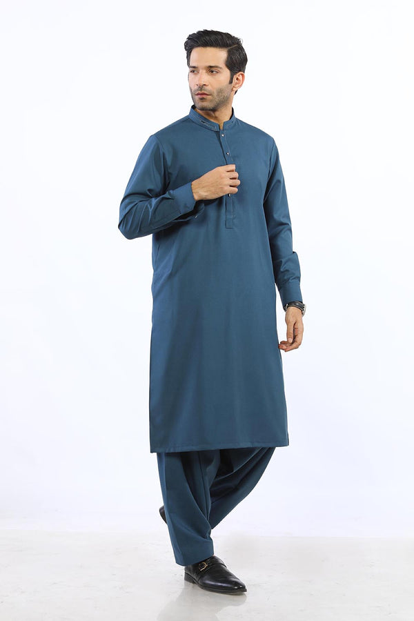 Teal Blue Wash & Wear Shalwar Kameez - Prime Point Store