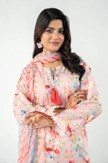 3 Piece - Printed Schiffli Suit