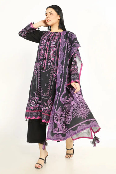 3 Piece - Printed khaddar Suit