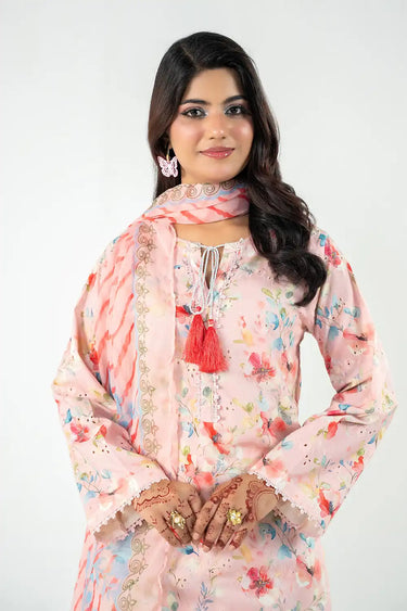 3 Piece - Printed Schiffli Suit