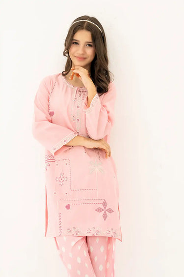 2 Piece - Embroidered Texture Suit