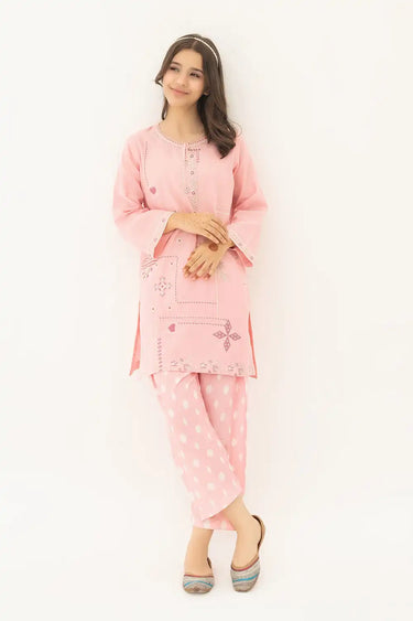 2 Piece - Embroidered Texture Suit