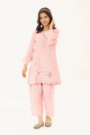 2 Piece - Embroidered Texture Suit