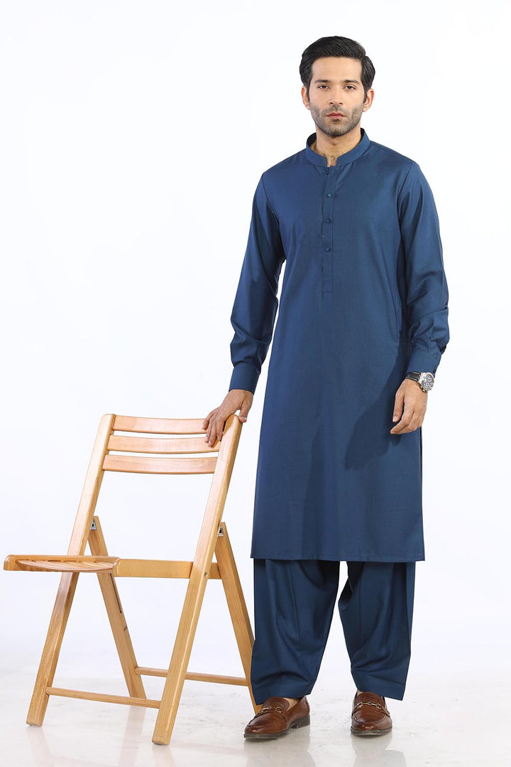 Blue Cotton Mix Shalwar Kameez - Prime Point Store