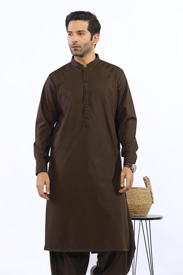 Dark Brown Wash & Wear Shalwar Kameez - Prime Point Store