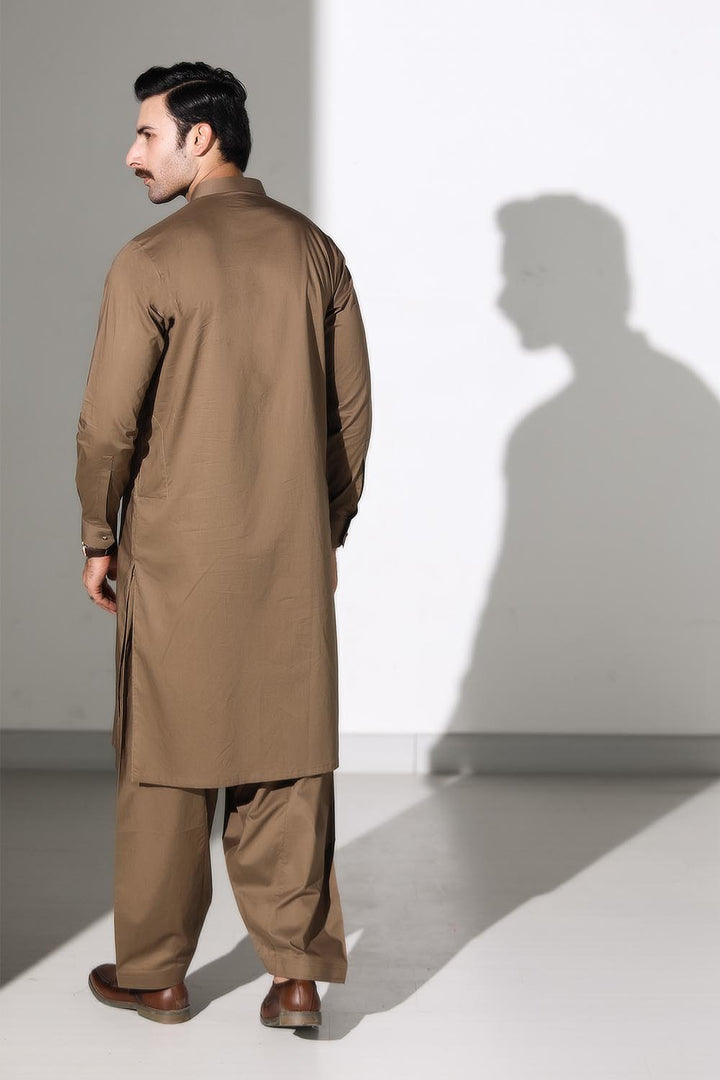 Brown Blended Casual Shalwar Kameez For Men - Prime Point Store